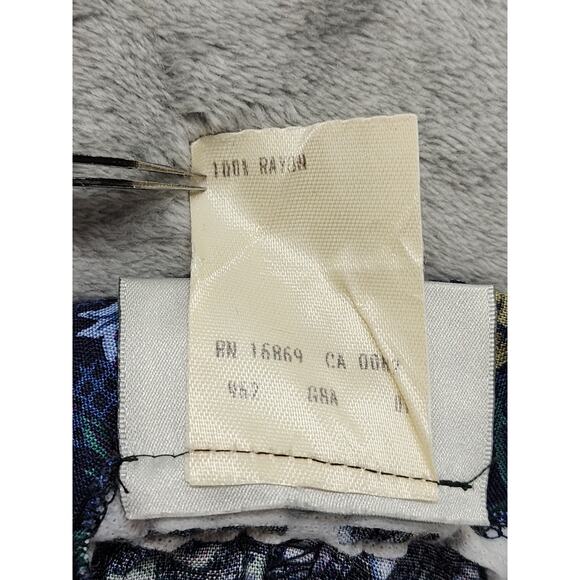 Vintage 80s Lucia Midi Skirt Size 12 Blue Floral Pleated Rayon Cottagecore - Picture 5 of 8